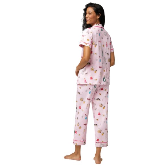 Let's Do Brunch Short Sleeve Classic Stretch Jersey Cropped PJ Set - Picture 3 of 6
